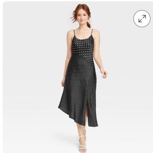 Silky blue polka dot XS